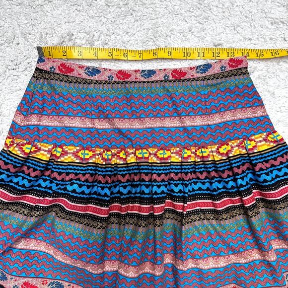 Roja Colorful Mini Circle Skirt Tulle Trim Colorful Southwest Print Sz: M - Picture 4 of 9